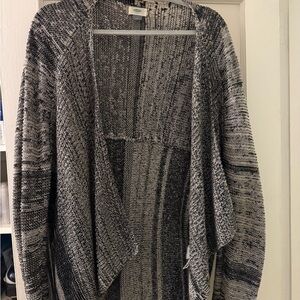 Old Navy Black & White Marled Open-Front Cardigan
